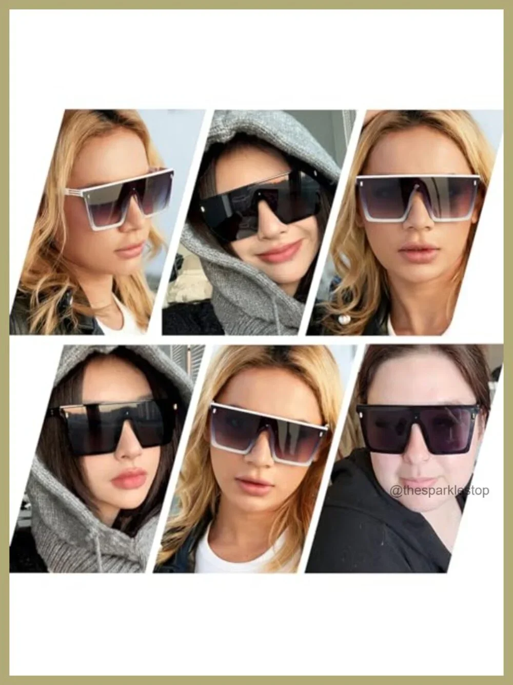 Oversized Square Flat Top Sunglasses UV400 Protection Unisex